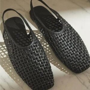 Zara Black Woven Slingback Mules size 40